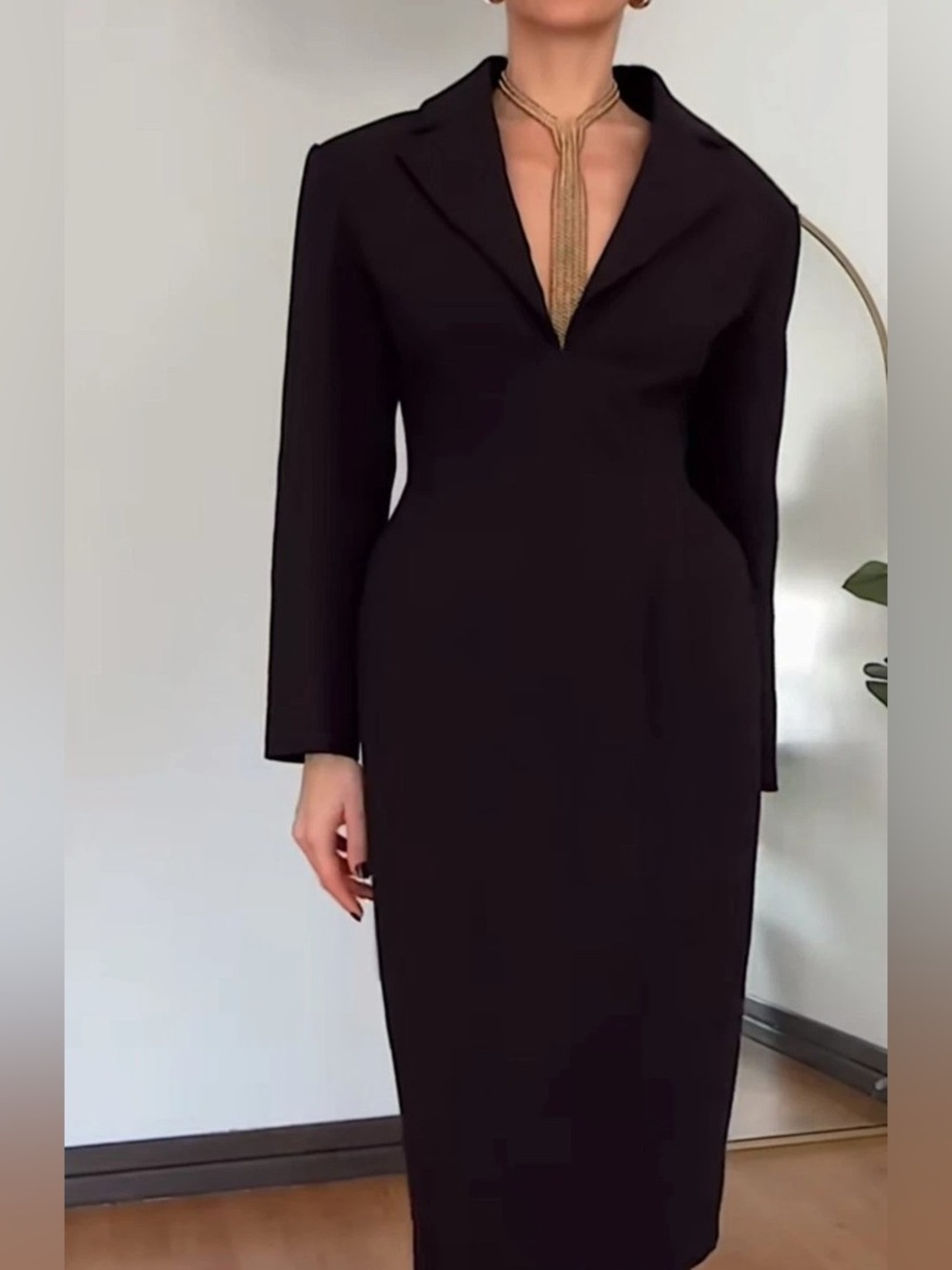 NWT. Zara ZW Collection Black Coat Dress. Size S. - Picture 7 of 14
